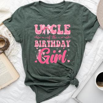 Uncle Of The Birthday Girl Family Pink Coquette Bow Bella Canvas T-shirt - Thegiftio UK