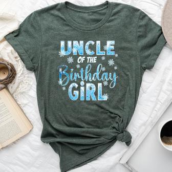 Uncle Of The Birthday Girl Snowflakes Themed Matching Bella Canvas T-shirt - Thegiftio UK