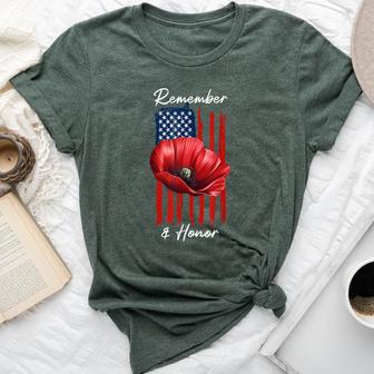 Veterans Day Usa Memorial Day Red Poppy Flower Military Bella Canvas T-shirt | Mazezy