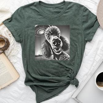 Vintage Poodle Selfie With Ufo Alien Photobooth Dog Mom Dad Bella Canvas T-shirt | Mazezy