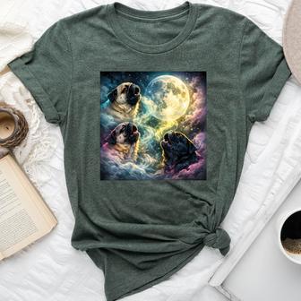 Vintage Pug Youth Life Dad Mom Retro Dog Howling Moon Bella Canvas T-shirt - Thegiftio UK