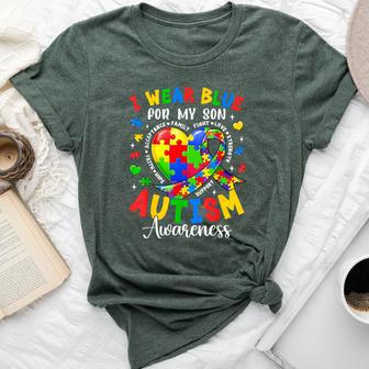 I Wear Blue For My Son Autism Awareness For Autism Mom Bella Canvas T-shirt - Thegiftio UK
