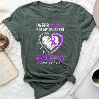 I Wear Purple For My Daughter Epilepsy Awareness Warrior Mom Bella Canvas T-shirt - Thegiftio UK