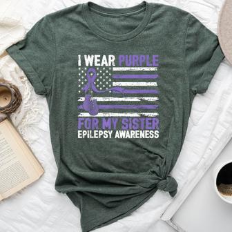 I Wear Purple For My Sister Epilepsy Awareness Warrior Bella Canvas T-shirt - Thegiftio UK