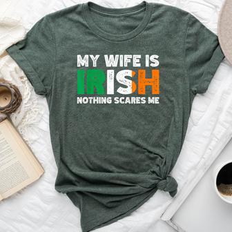 My Wife Is Irish Nothing Scares Me Irish Heritage Bella Canvas T-shirt - Thegiftio