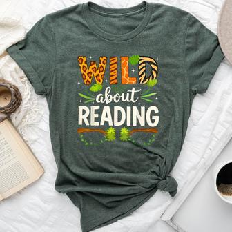 Wild About Reading Librarian Teacher Student Reading Lover Bella Canvas T-shirt - Thegiftio UK