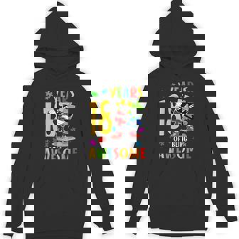 18 Years Of Being Awesome Birthday Dabbing Autism Puzzle Hoodie - Monsterry