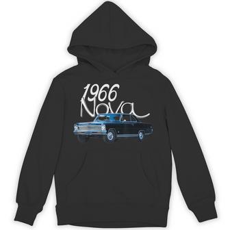 1966 66 Chevys Nova Classic Car Old School Muscle Blue Car Hoodie - Thegiftio UK