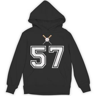 57 番 野球スタイル ヴィンテージホワイト パーカー - Kawaiitshirt