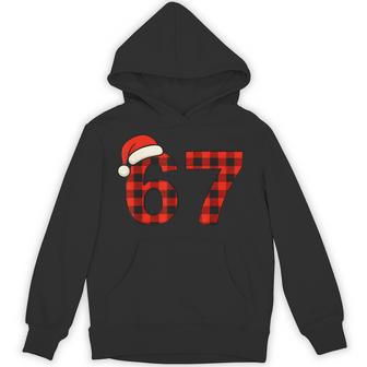 67 Christmas Six Seven Meme Brainrot Plaid Santa Boys Hoodie - Thegiftio UK
