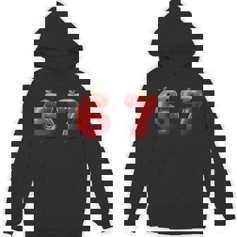 67 Silly Six Seven Apple Meme BrainRot Humor 6 7 Unisex Hoodie | Mazezy