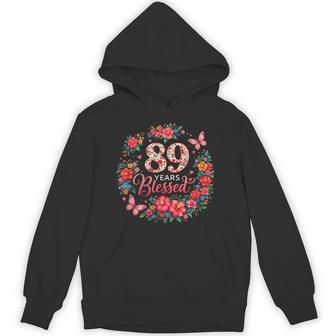 89歳の祝福された89歳のフローラル89歳の誕生日プレゼント パーカー - Kawaiitshirt