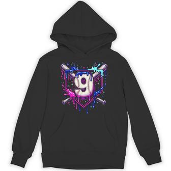 9Th Birthday Baseball 9 Year Old Ice Cream Drip Baseball Hoodie | Mazezy