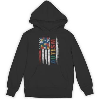 American Flag Autism With Puzzle Hoodie - Thegiftio UK