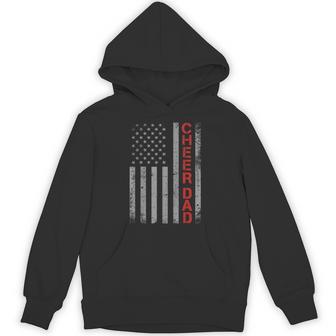 American Flag Cheer Dad Vintage Patriotic Father Cheerleader Hoodie - Thegiftio UK