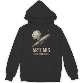 Artemis 2 Launch To The Moon Mission Retro Rocket Ship Hoodie - Thegiftio