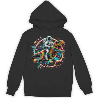 Astronaut Riding T-Rex Dinosaur Astro T-Rex Space Hoodie - Thegiftio UK