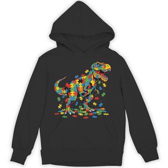 Autism Awareness Dinosaur Colorful Puzzle Autistic T Rex Hoodie | Seseable UK