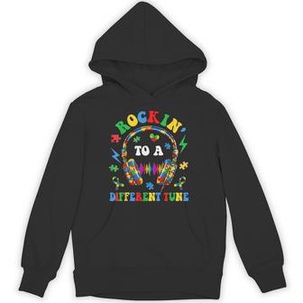 Autism Awareness Rockin To A Different Tune Gamer Boys Hoodie - Thegiftio UK