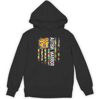 Autism Warrior Awareness Support Usa Flag Neurodiversity Hoodie | Seseable UK