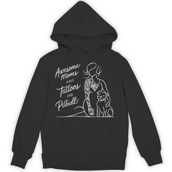Awesome Moms Have Tattoos And Pitbull For Pitbull Lover Hoodie - Thegiftio UK