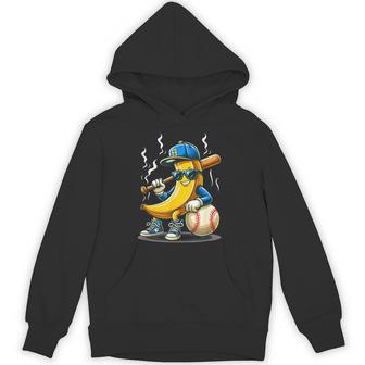 Banana Wearing Sunglasses Hat Playing Baseball Player Fruit Hoodie - Thegiftio UK