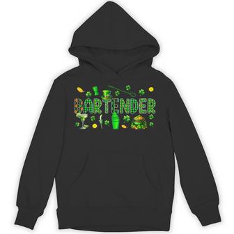 Bartender Tools St Patrick's Day Shamrocks Job Team Hoodie - Thegiftio UK