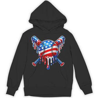 Baseball Drip American Flag Drip Baseball Sport Lover Hoodie - Monsterry