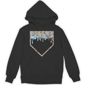 Baseball Drip Camo Baseball Home Plate Boys Sports Game Day Hoodie | Mazezy