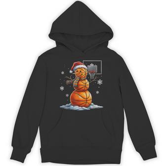 Basketball Snowman Christmas Santa Hat Xmas Basketball Hoodie - Thegiftio UK