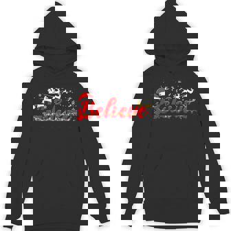 Believe Christmas Santa Claus Reindeer Candy Cane Xmas Hoodie - Thegiftio