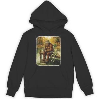 Bigfoot Alien Fishing Ufo Sasquatch Lovers Camping Hoodie - Thegiftio UK
