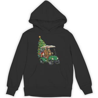 Bigfoot Christmas Golf Cart Lights Sasquatch Xmas Golfing Hoodie - Thegiftio UK
