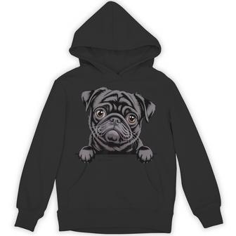 Black Pug Peeking Pocket Puppy Dog Lover Hoodie - Thegiftio
