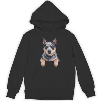 Blue Heeler Peeking Australian Cattle Dog Lover Hoodie - Thegiftio UK