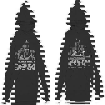 Boston Skyline Retro Vintage City Lovers Unisex Hoodie | Mazezy