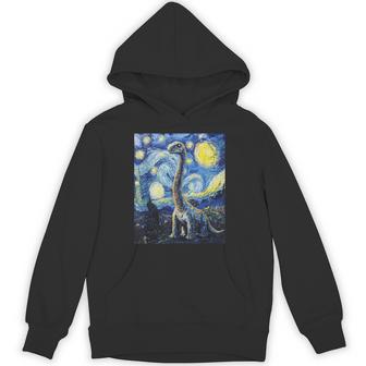 Brachiosaurus Dinosaur Dino Van Gogh Style Starry Night Hoodie - Thegiftio UK