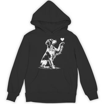 Brittany Spaniel Sitting Dog Heart Love Graphic Hoodie - Thegiftio UK