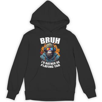 Bruh I'd Rather Be Playing Boys Adult Man Birthday Gorilla Hoodie - Monsterry