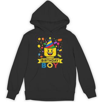 Building Bricks Boy Birthday Party Hat Master Builder Blocks Hoodie - Thegiftio