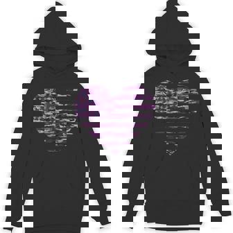 Camo American Flag Heart Camouflage Tactical Purple Military Hoodie | Mazezy