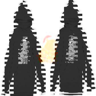 Capybara Wrapped In Christmas Lights String Hoodie - Thegiftio