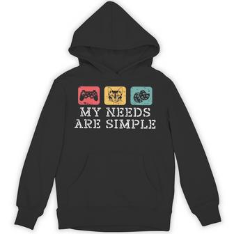 Cats Gaming And Cookies My Needs Are Simple Cat Gamer Hoodie - Monsterry