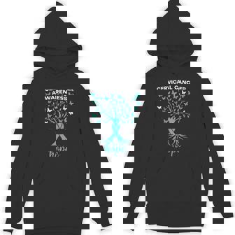 Cervical Cancer Awareness Hope Ribbon Butterfly Tree Unisex Hoodie | Mazezy