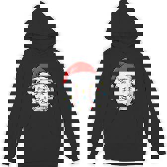 Christmas Baseball Santa Hat Lights Holiday Sports Fan Unisex Hoodie | Mazezy