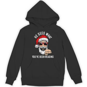 Christmas Bookish He Sees What You've Been Reading Hoodie - Thegiftio UK