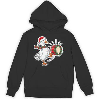 Christmas Drum Goose Teacher Shirt Holiday Music Teacher Unisex Hoodie | Mazezy