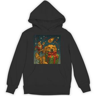 Christmas Golden Retriever Dog Selfie & Santa Hoodie - Thegiftio UK
