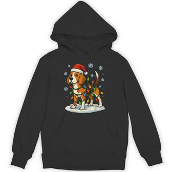 Christmas Lights Wrapped On Cute Puppy Beagle Dog Lover Hoodie | Seseable UK