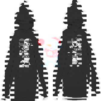 Christmas Santa Snowman Plays Table Tennis Sport Fans Unisex Hoodie | Mazezy